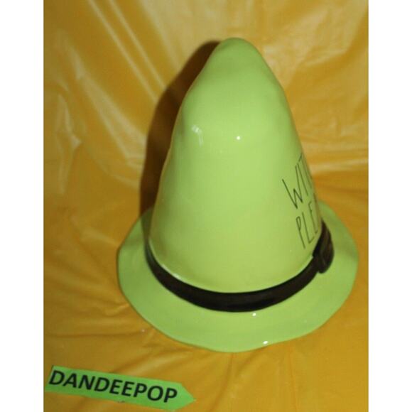 Rae Dunn Witch Please Ceramic Figural Hat Green Black Halloween Decoration - Picture 4 of 8